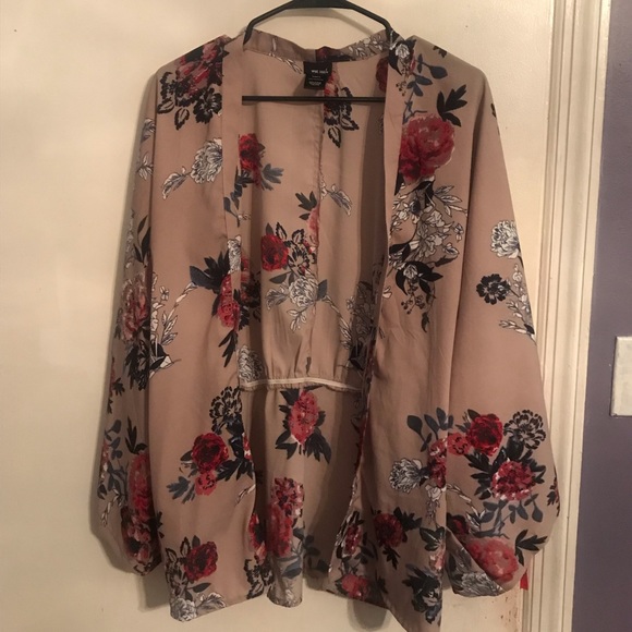 Wet Seal Tops - Floral Open-Front Kimono